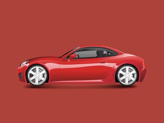 Rode sportwagen in een rode vector als achtergrond