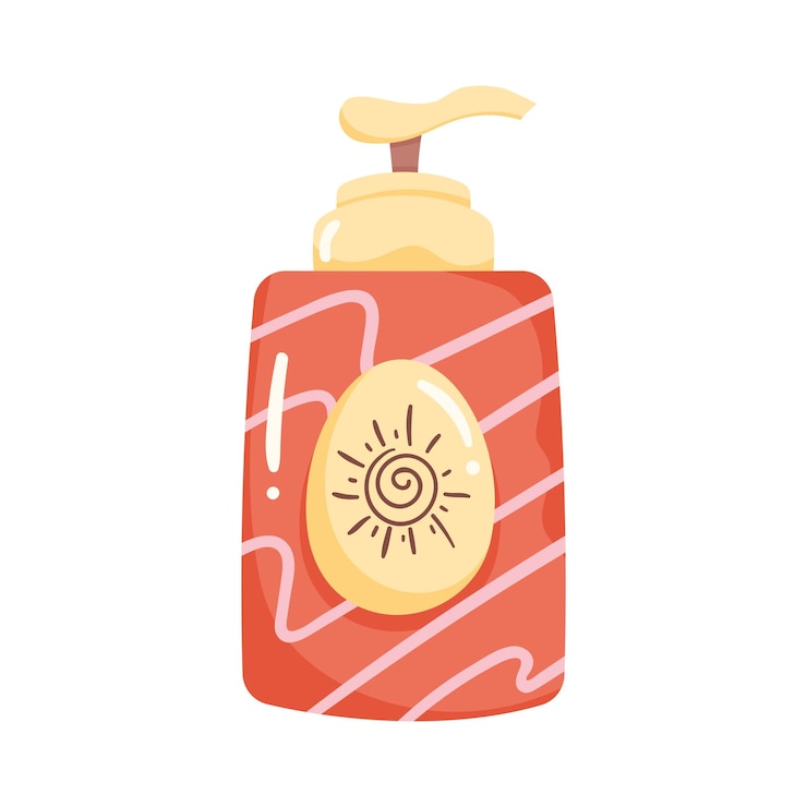 Gratis Vector rode zonnebrandlotion fles