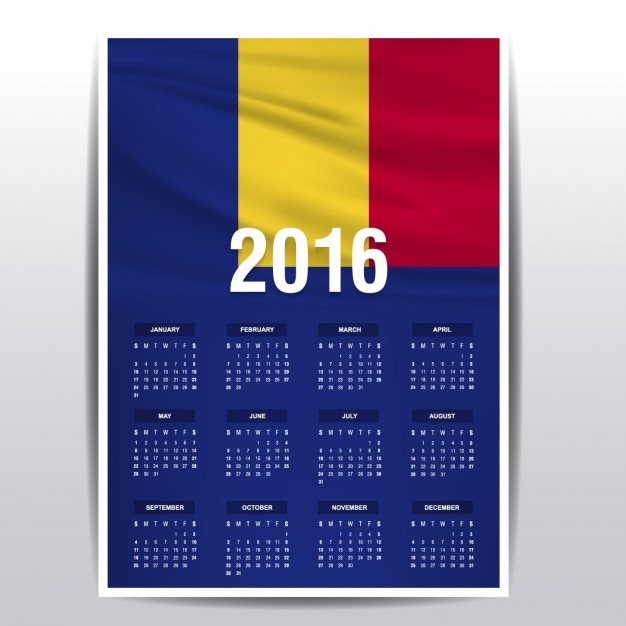 Gratis vector roemenië kalender van 2016