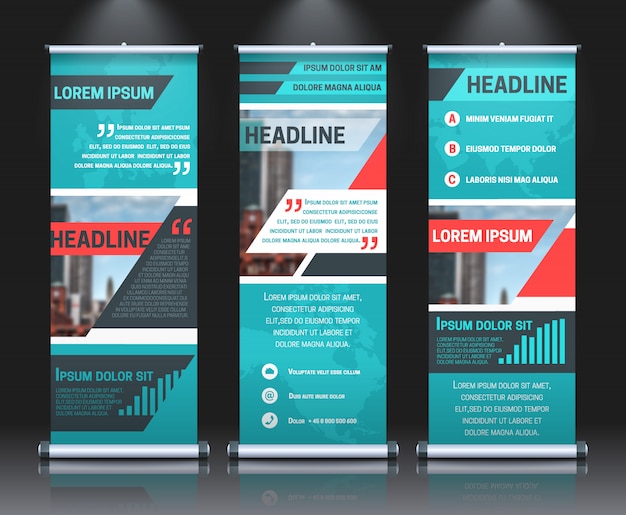 Rollup banners sjabloon met zakelijke presentatie ontwerpsjabloon