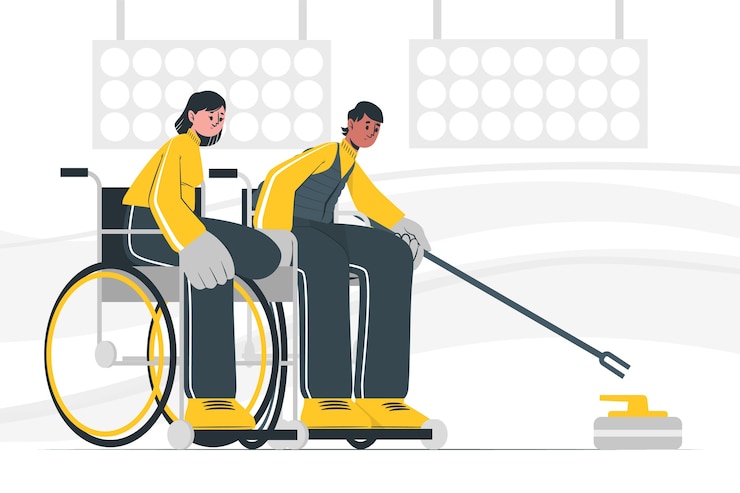 Gratis Vector rolstoel curling concept illustratie