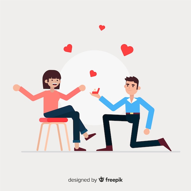 Gratis vector romantisch huwelijksaanzoek concept