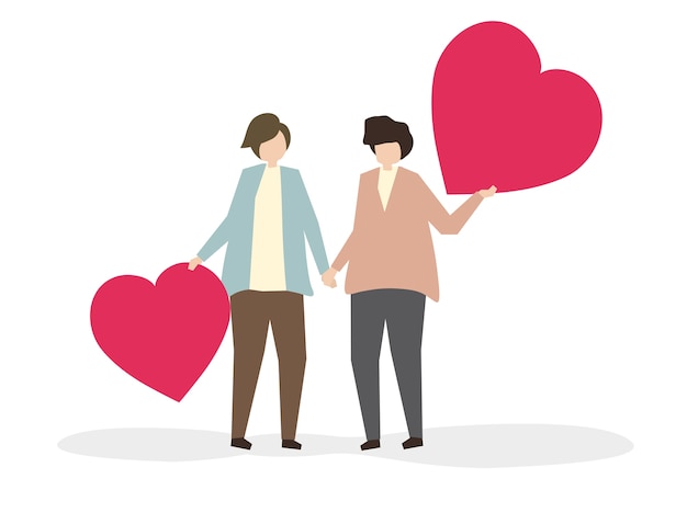 Gratis vector romantisch paar in liefdeillustratie