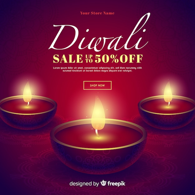 Romantische realistische diwali speciale verkoop en kaarsen