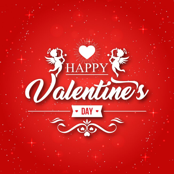 Romantische rode Cupid Happy Valentine kaart illustratie