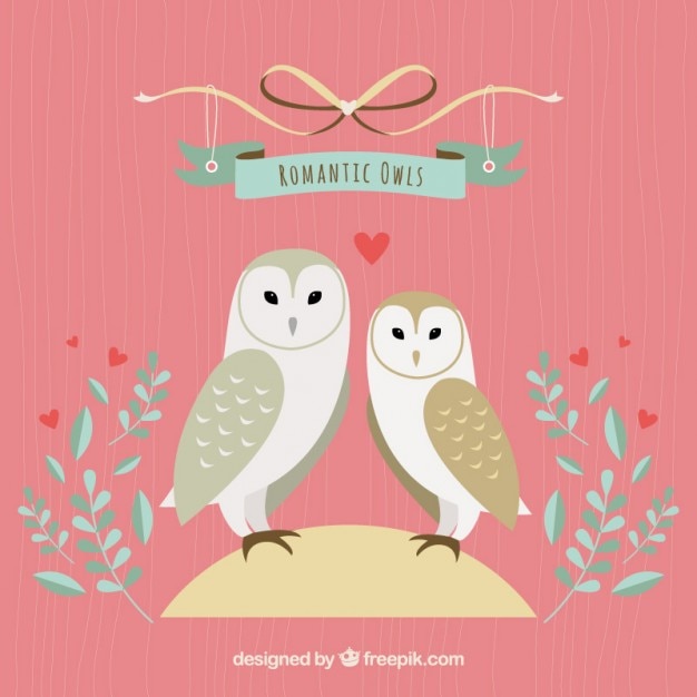 Gratis vector romantische uilen illustratie