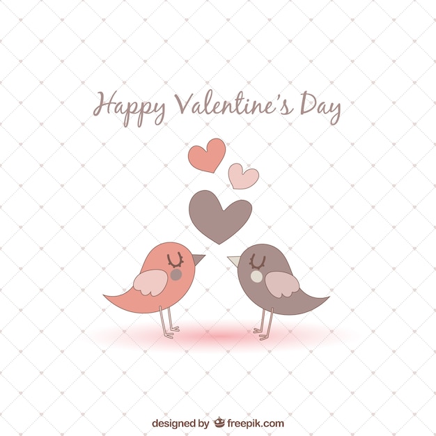 Gratis vector romantische vogels valentijnsdag kaart