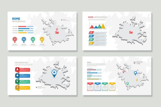 Gratis vector rome kaart infographics