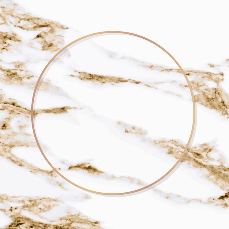 Gratis Vector rond koperen frame op witte marmeren achtergrond