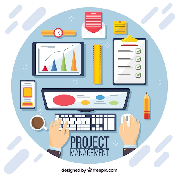 Gratis vector rond projectmanagementconcept in vlakke stijl