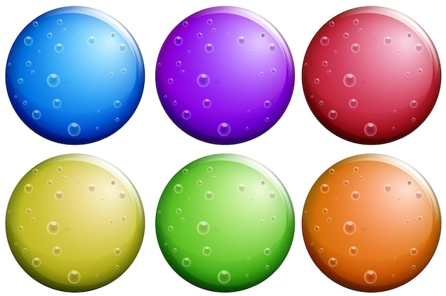 Gratis vector ronde bubbels in zes kleuren
