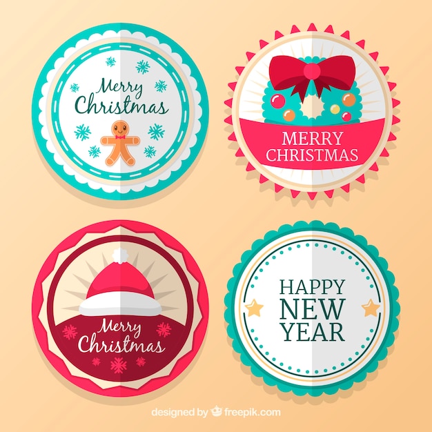 Ronde hand getrokken kerst stickers