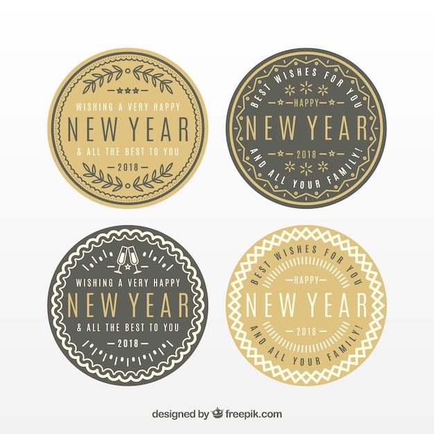 Gratis vector ronde nieuwjaarsstickers