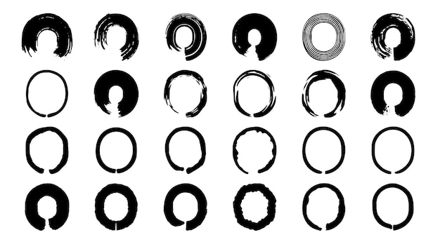 Ronde ovale element doodle hand getrokken borstel vectorillustratie