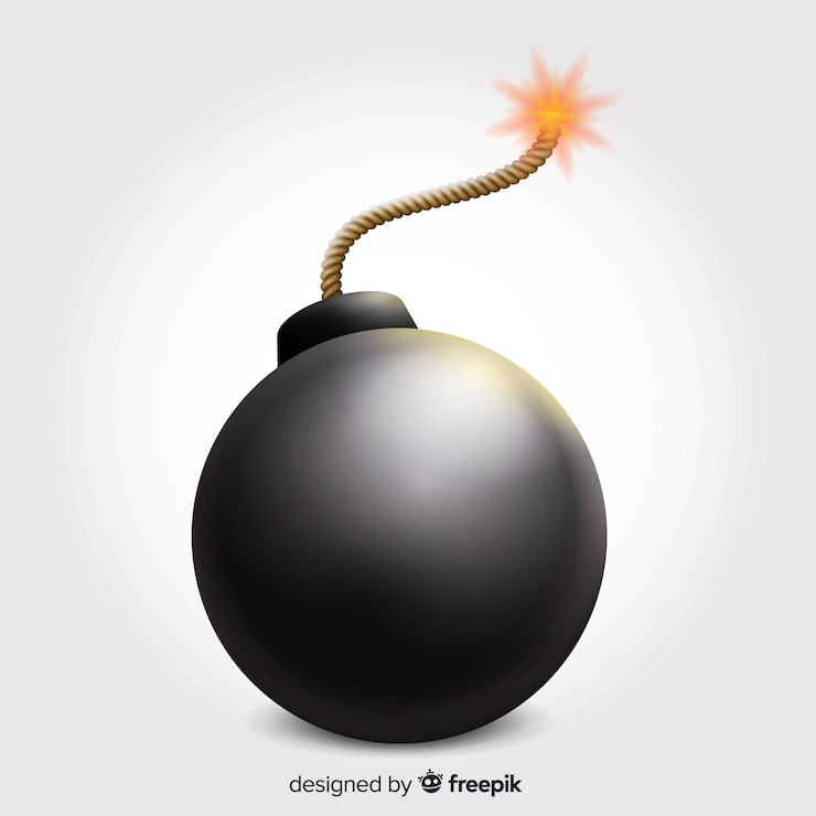 Gratis Vector ronde realistische bom met lont