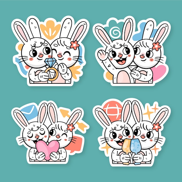 Ronnie het konijnenpaar stickers set