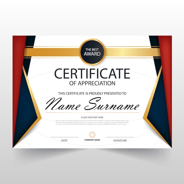 Rood blauw ELegant horizontaal certificaat met Vector illustratie