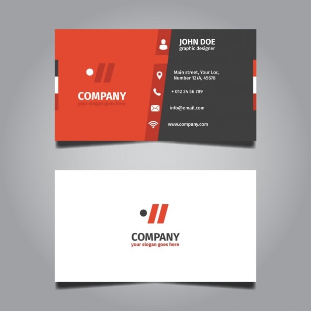 Gratis vector rood en grijs corporate business card