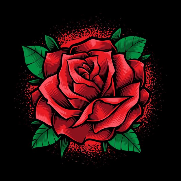 Rood roze bloem geïsoleerd op zwart