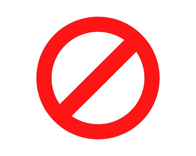 Rood Verboden teken Geen pictogram waarschuwing of stop symbool veiligheid gevaar geïsoleerde vectorillustratie