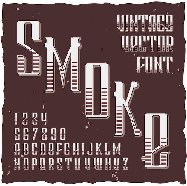 Rook achtergrond met vintage stijl gotische lettertype met sierlijke label en letters illustratie