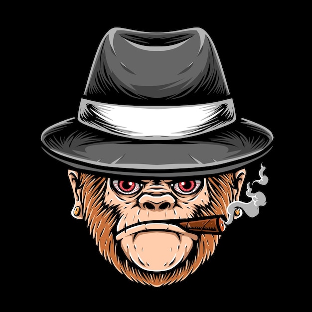 Rookende aap met maffia hoed vector