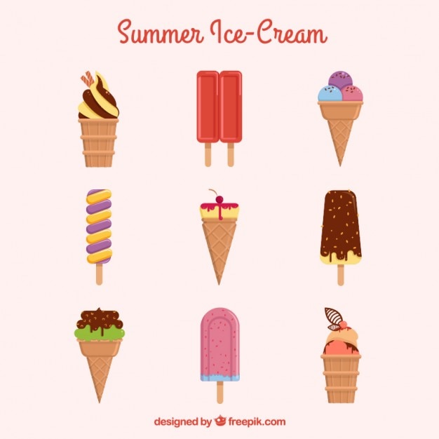 Gratis vector roomijs van de zomer set