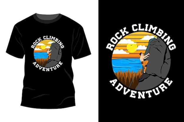 Rotsklimmen avontuur t-shirt mockup ontwerp silhouet vintage retro