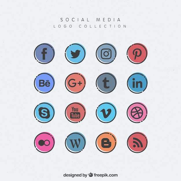 Round sociale media pictogrammen