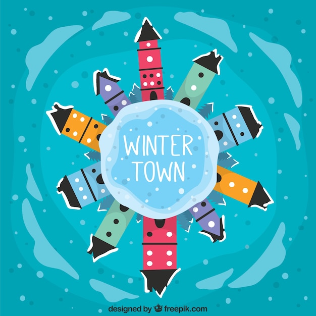 Gratis vector round winter stad