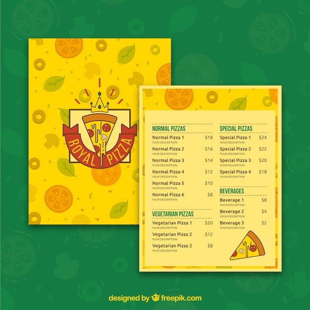 Royal pizza menu