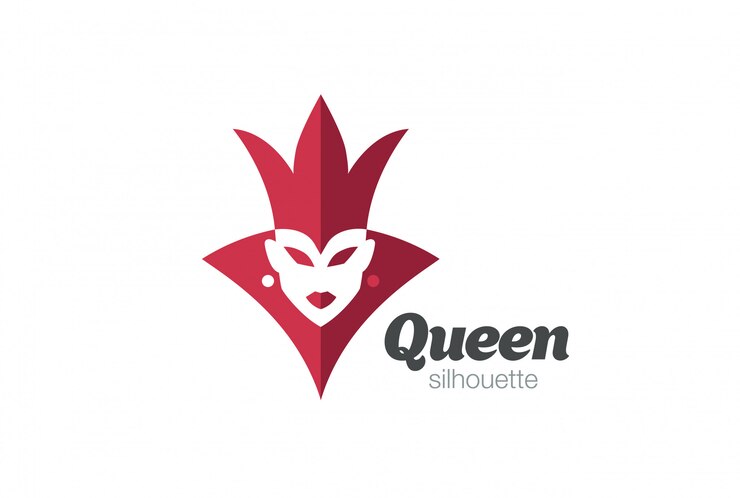 Gratis Vector royal queen woman silhouet logo. negatieve ruimtestijl.