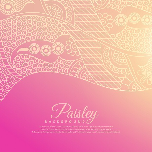 Gratis vector roze achtergrond met henna paisley achtergrond