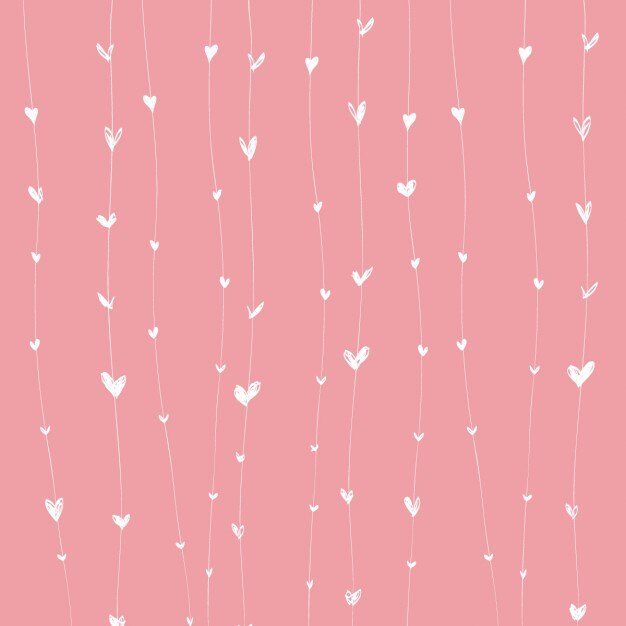 Gratis Vector roze achtergrond met witte harten op lijnen