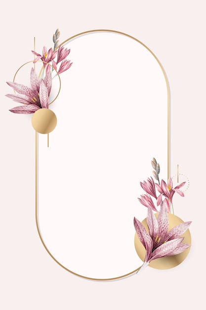 Roze amaryllispatroon met gouden frame