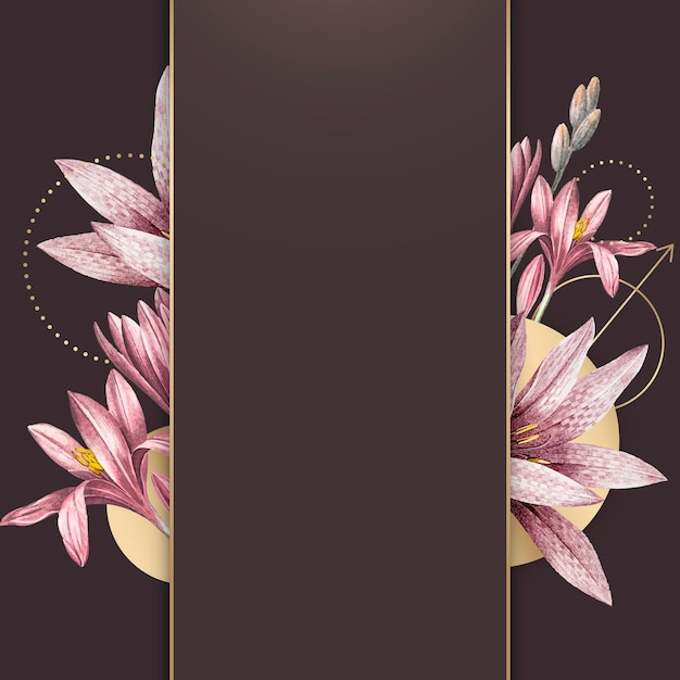 Gratis vector roze amaryllispatroon met gouden frame