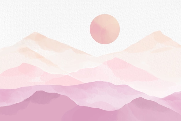 Roze aquarel bergen achtergrond