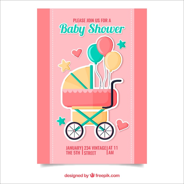 Gratis vector roze babydouche kaart