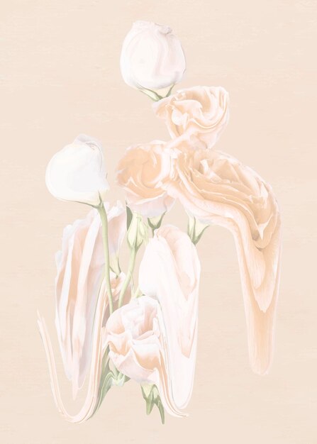 Roze bloem sticker vector, pastel witte trippy psychedelische kunst