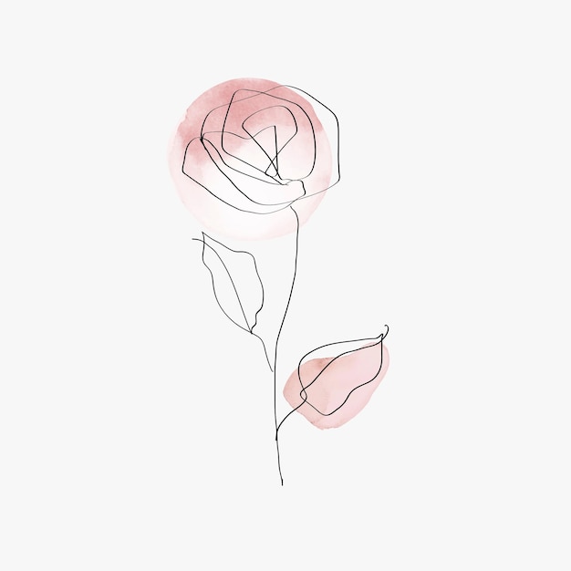 Roze bloem vector lijntekeningen minimale roze pastel illustratie