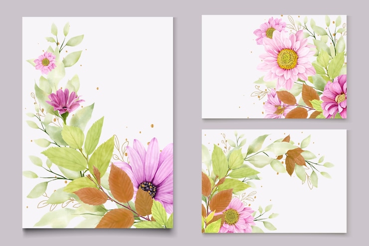 Gratis Vector roze bloemen achtergrond en frame kaart ontwerp