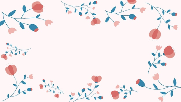 Roze bloemen frame achtergrond vector vrouwelijke stijl