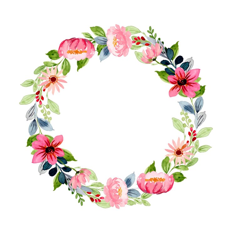 Gratis Vector roze bloemenkrans met waterverf