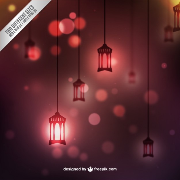 Gratis vector roze bokeh achtergrond in lantaarns