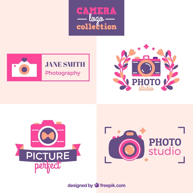 Roze camera logo collectie