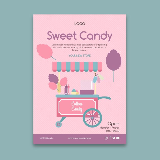 Roze candy bar business poster sjabloon