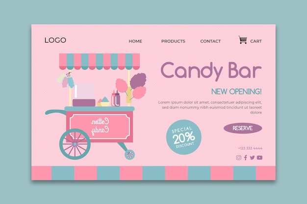 Gratis vector roze candy bar zakelijke bestemmingspagina websjabloon