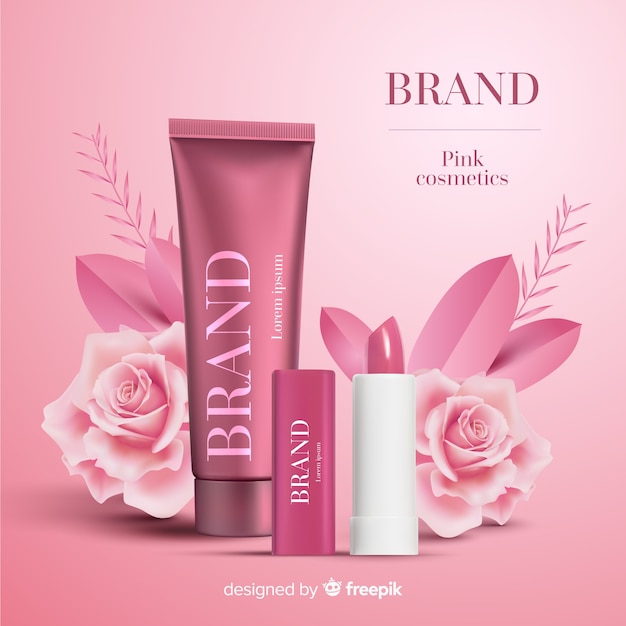 Gratis vector roze cosmetische advertentie