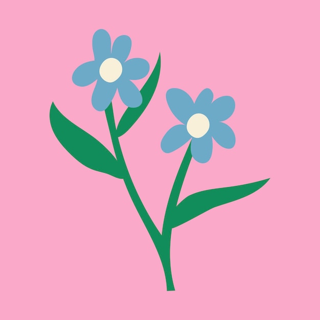 Roze doodle sticker, natuur illustratie in retro design vector