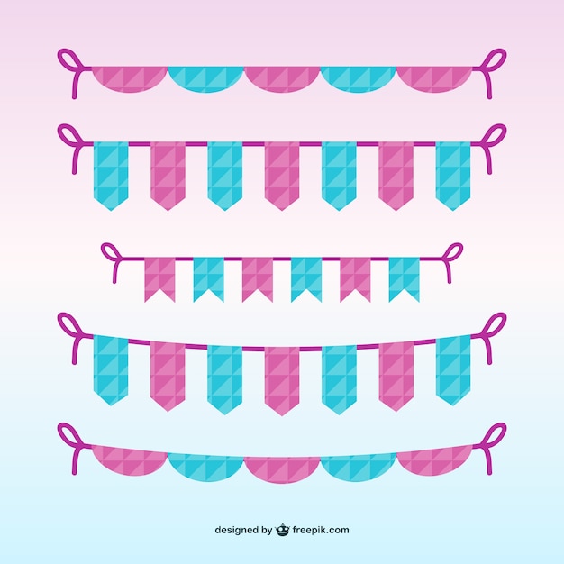 Gratis vector roze en blauwe krans set